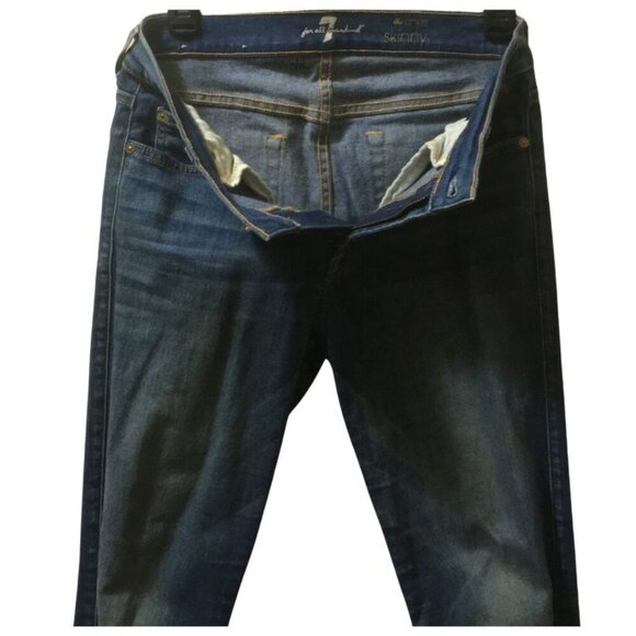 Seven for All Mankind 'The Ankle Skinny' Skinny Denim Jeans in a Dark Wash (28W) - Picture 6 of 10